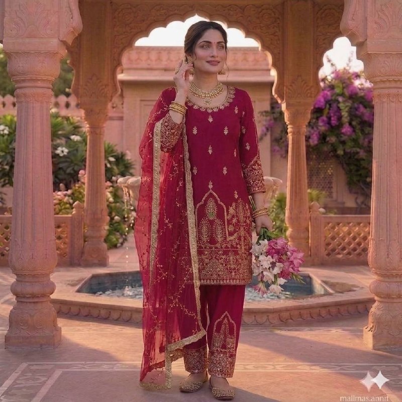 The Sovereign Magenta Zari-Embroidered Ensemble